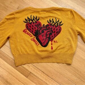 MISS LADYBUG-Mustard Yellow Crop Cardigan